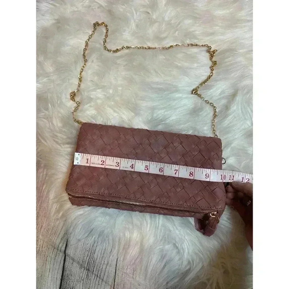 Urban Expressions Weave Vegan Leather Crossbody Purse Dusty Pink - Picture 3 of 11